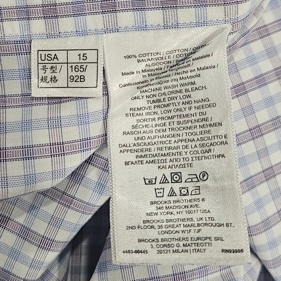 Brooks Brothers Regent Supima Cotton Check Shirt 15-33 - Picture 5 of 5